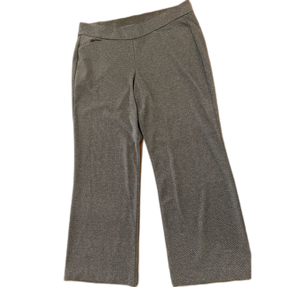 Lane Bryant Herringbone Wide Leg Pull On Pants Plus 18/20 Gray Stretch Workwear